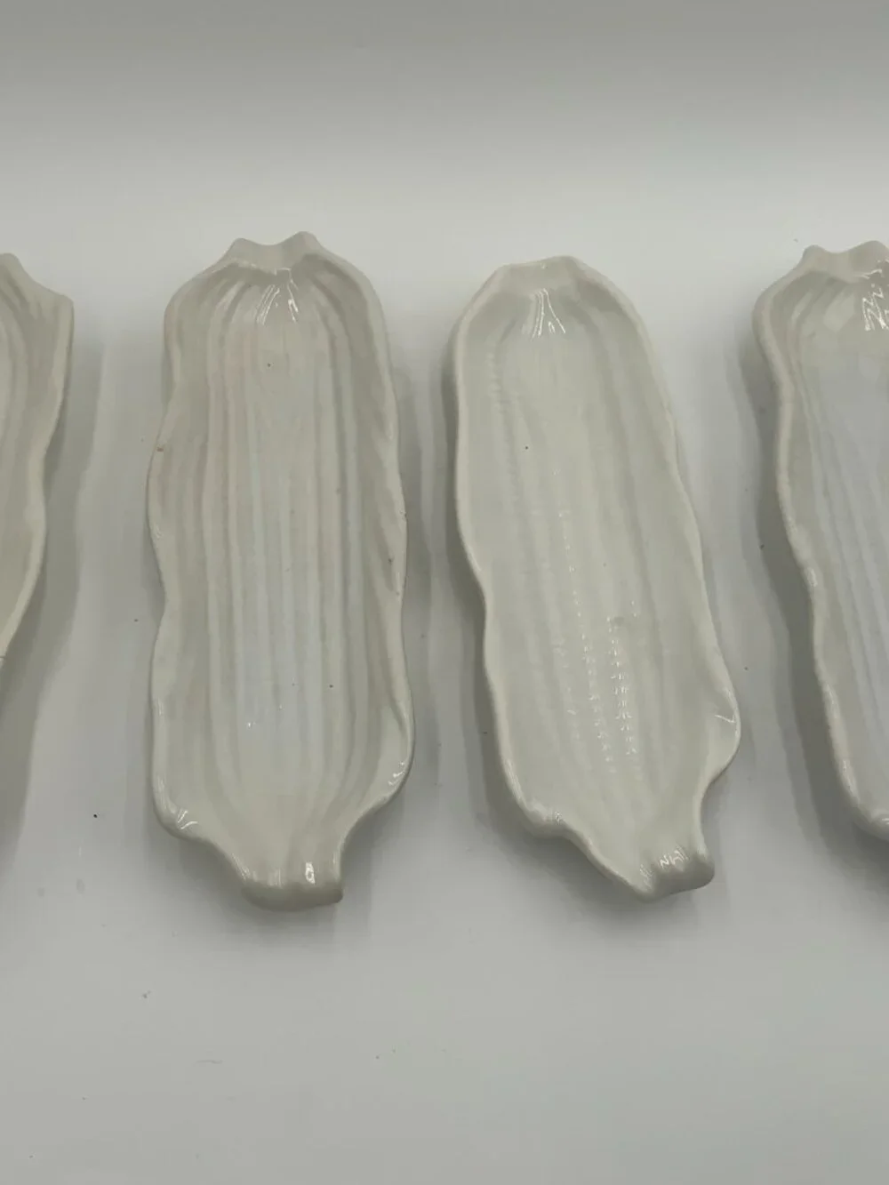 Ivory Ceramic Corn on the Cob Holders Japan Set Of 4